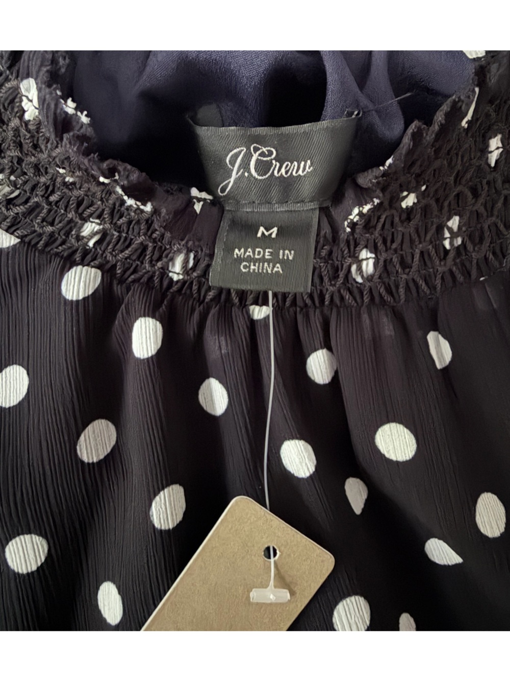 NWT: J.Crew Navy Polka Dot Long-Sleeve Blouse - size M - Picture 2 of 3